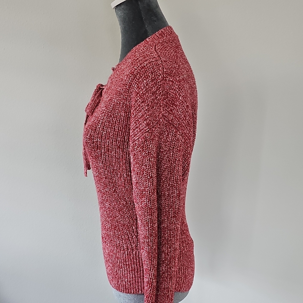 Madewell Marled Ribbed Lace-Up  Sweater. - Picture 5 of 9